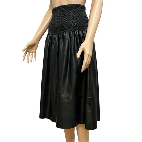 Current Air Faux Leather Midi Skirt Medium Fit And Flare Smocked Waist Pull On - Picture 2 of 10